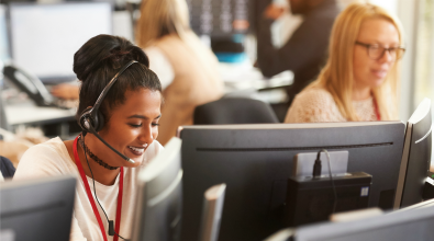 Virgin Atlantic employee working in contact centre